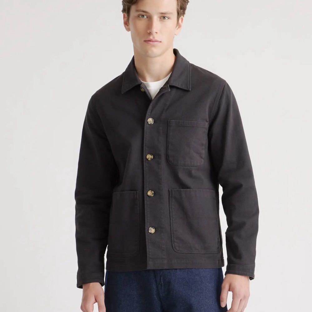 Quince Organic Comfort Stretch Chore Jacket in Black Size Large 1298 🌺overstock🌺